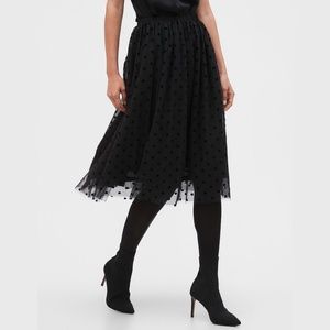 Banana Republic Black Tulle Polka-Dot Skirt